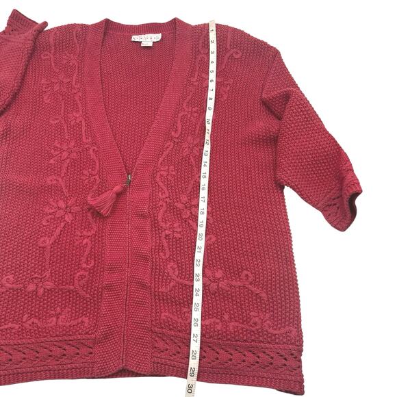 New York Style Womens VTG Heavyweight Embroidered Cottagecore Zip Cardigan Sz L - Picture 9 of 10